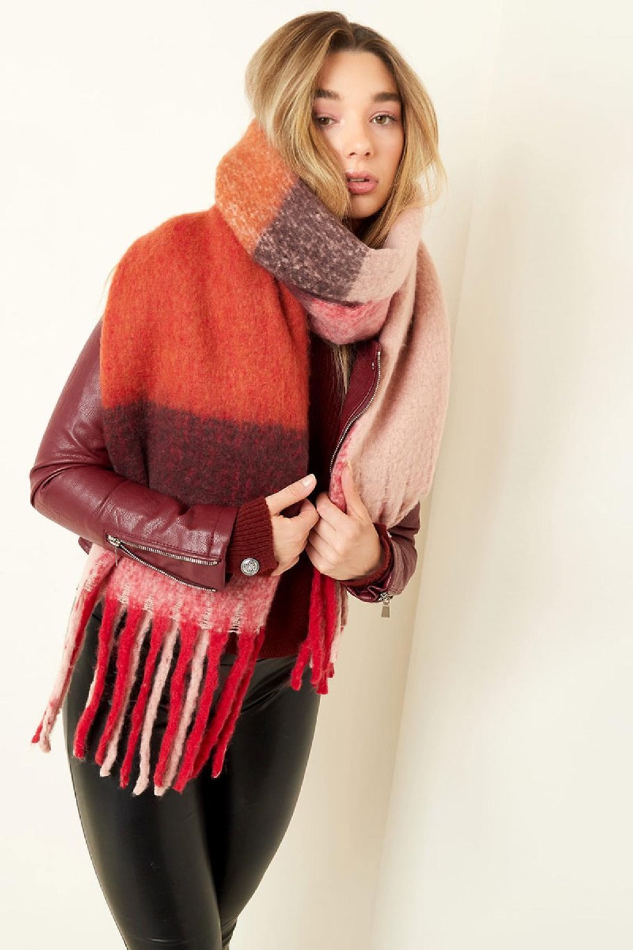 Heerlijke warme grote wintersjaal Beige