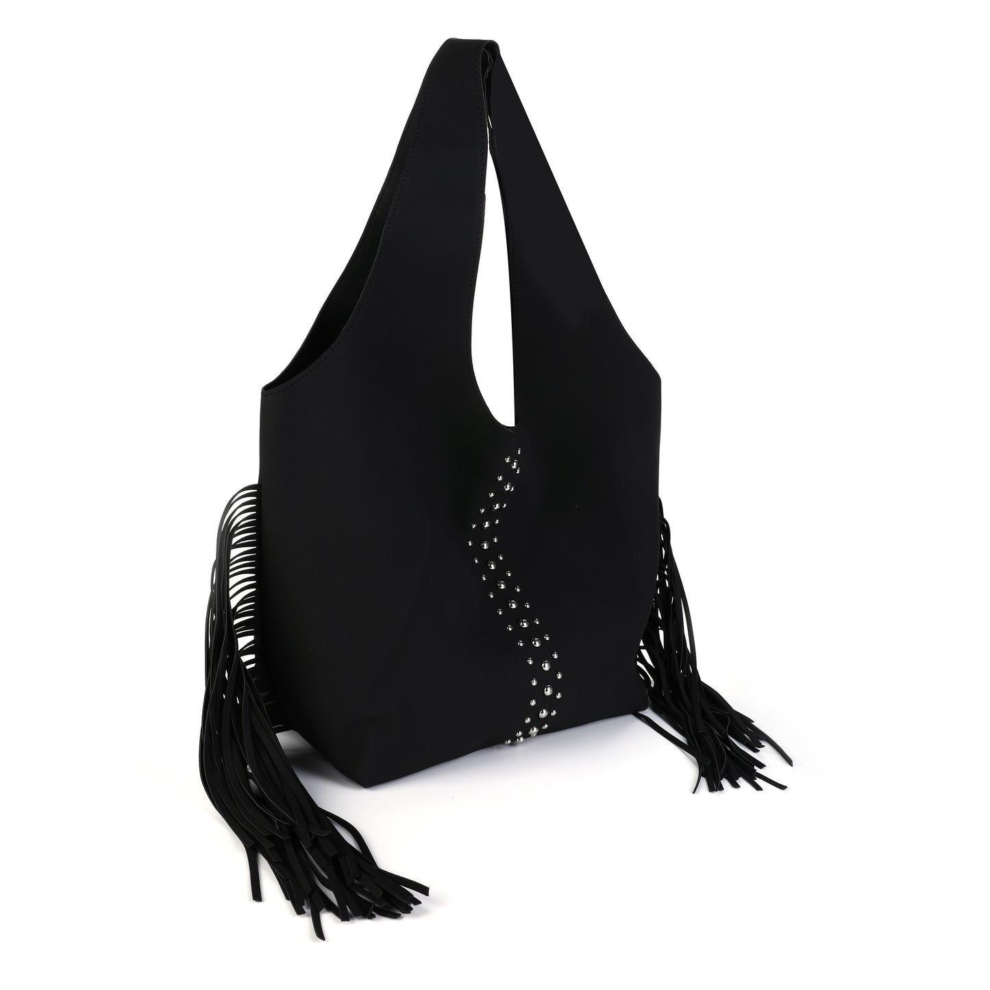 Schoudertas PU met studs en franje