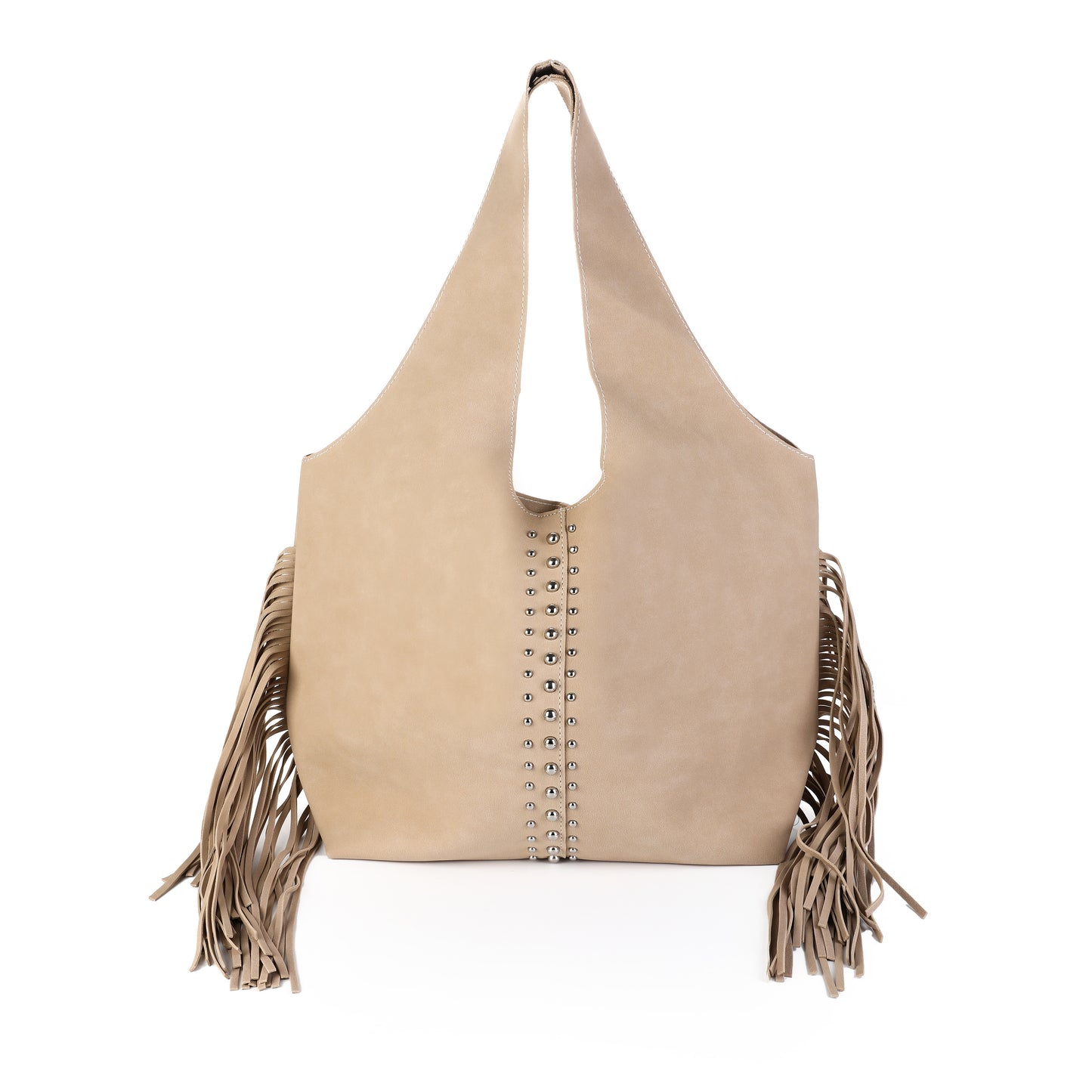 Schoudertas PU met studs en franje