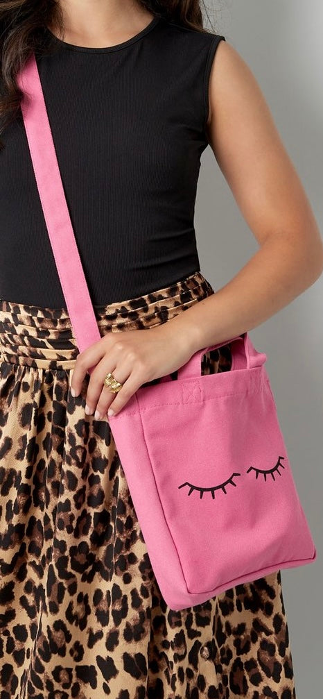 Canvas tas wimpers-roze