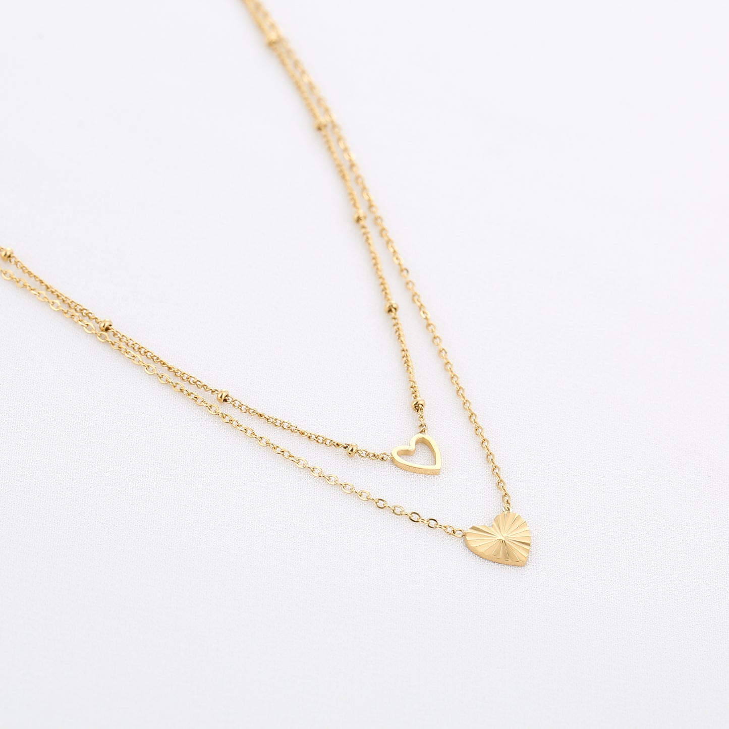 Dubbele ketting hart stainless steel
