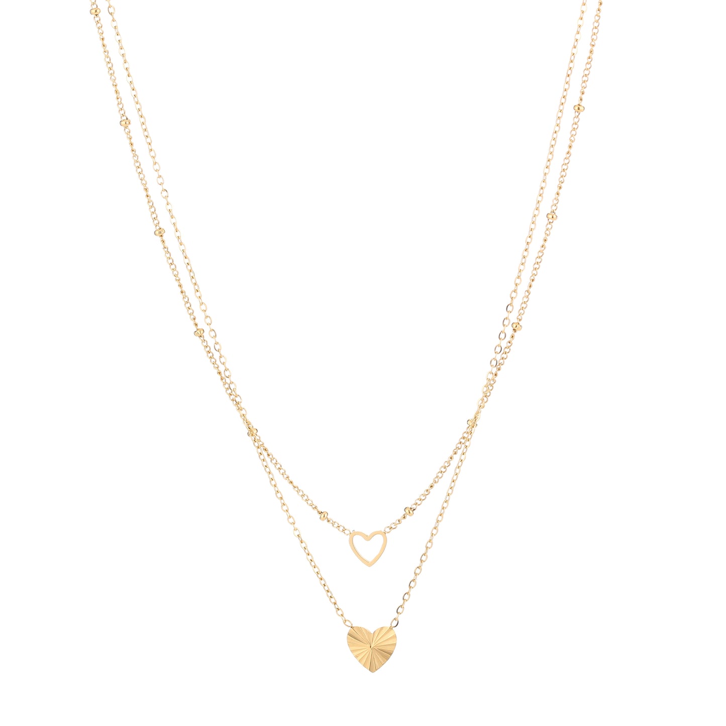 Dubbele ketting hart stainless steel