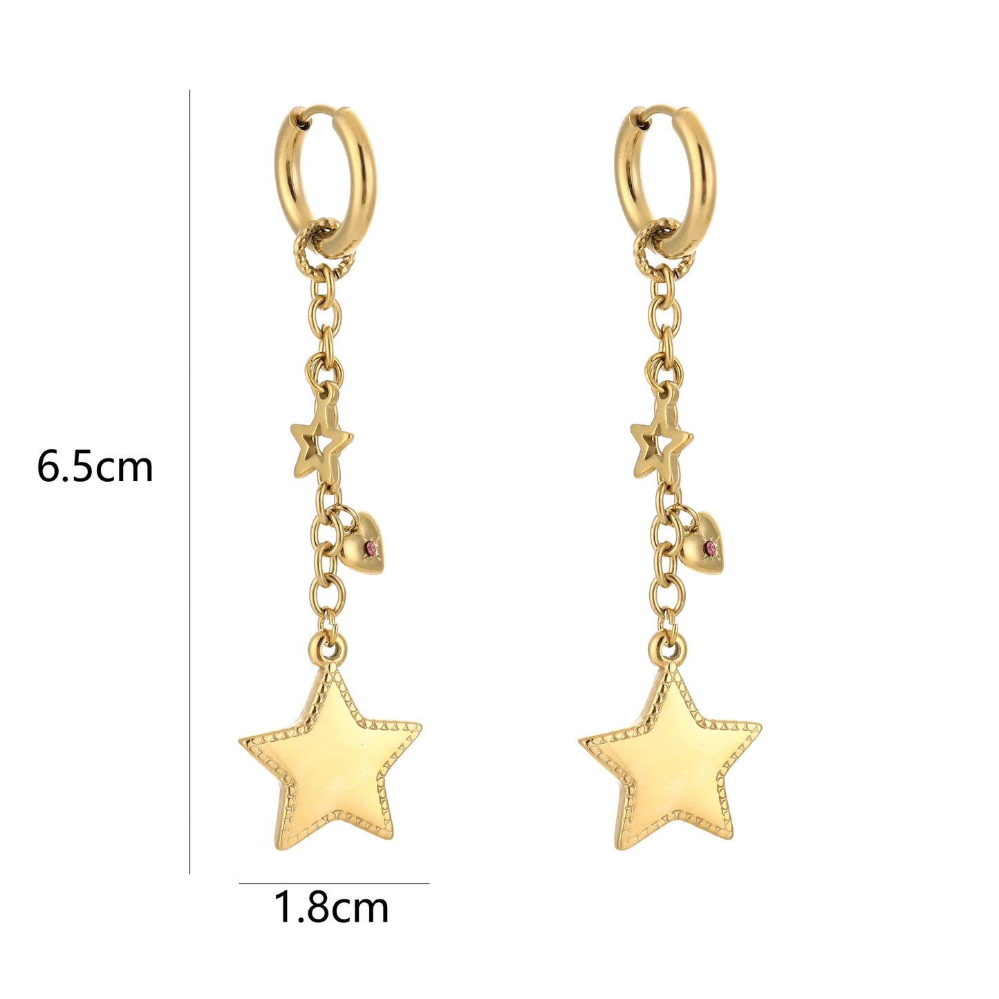 Oorbellen hangers ster nikkelvrij/RVS