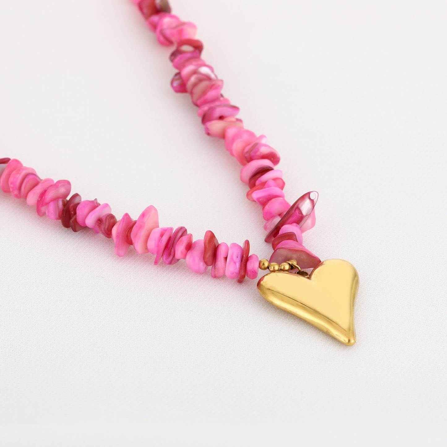Ketting met steentjes en hart stainless steel/nikkelvrij