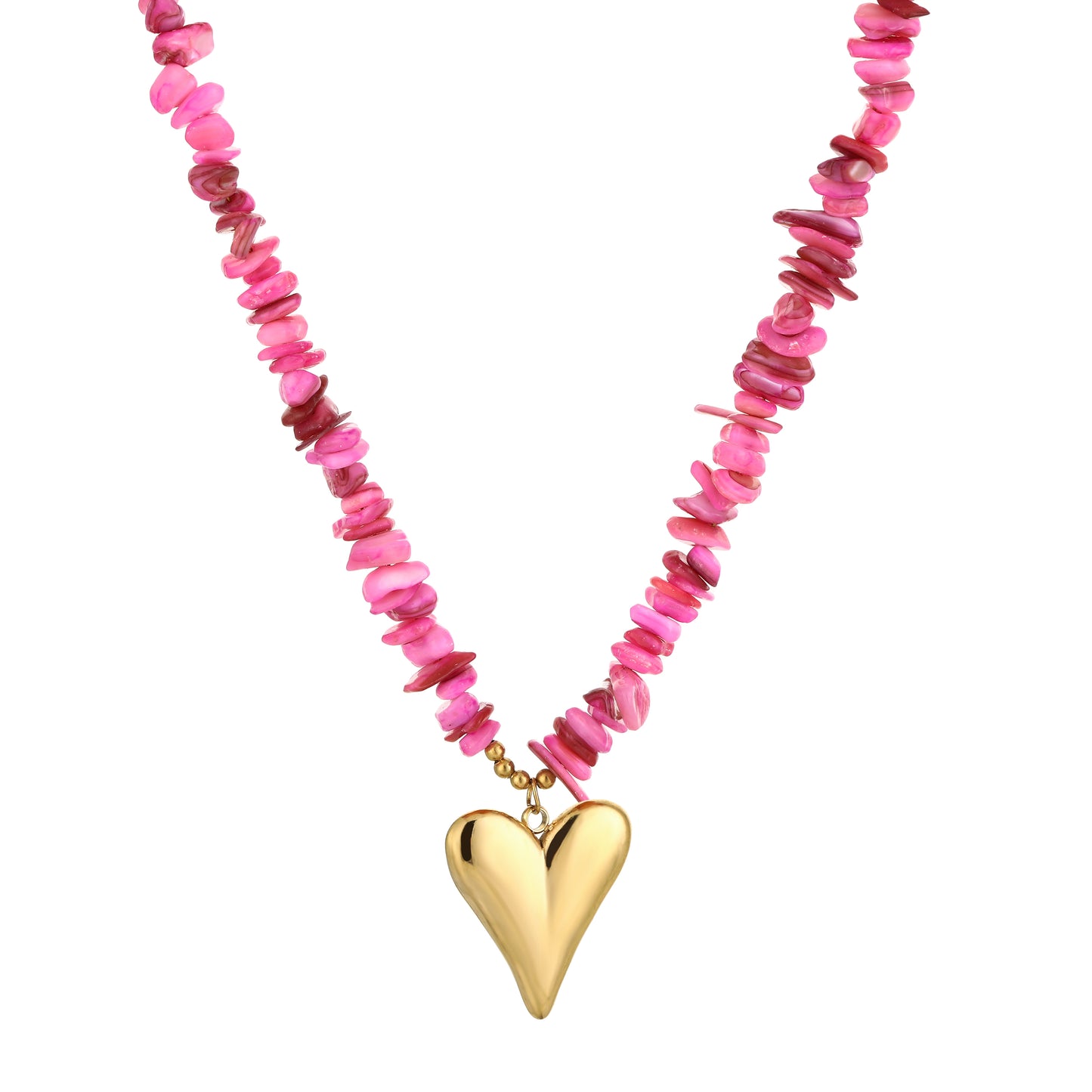 Ketting met steentjes en hart stainless steel/nikkelvrij