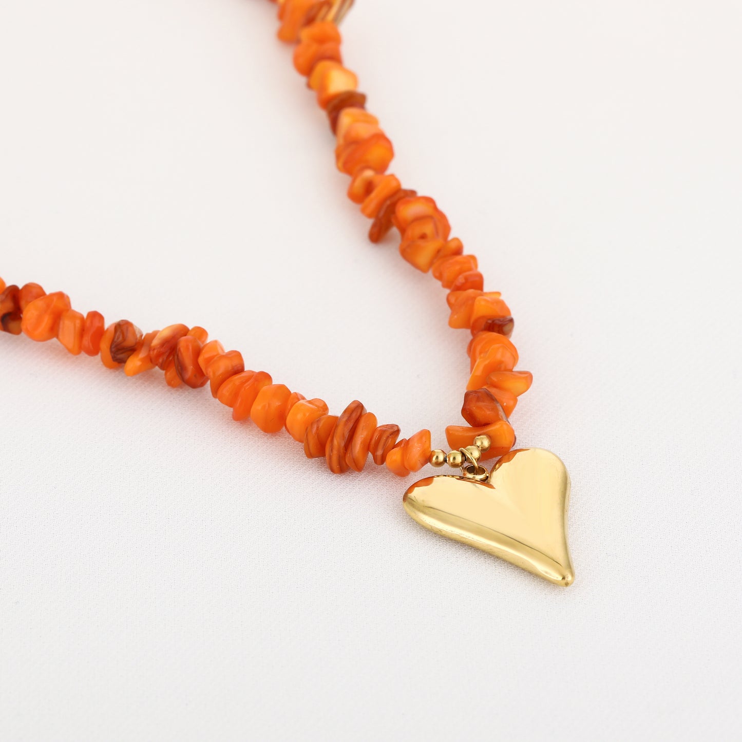 Ketting met steentjes en hart stainless steel/nikkelvrij