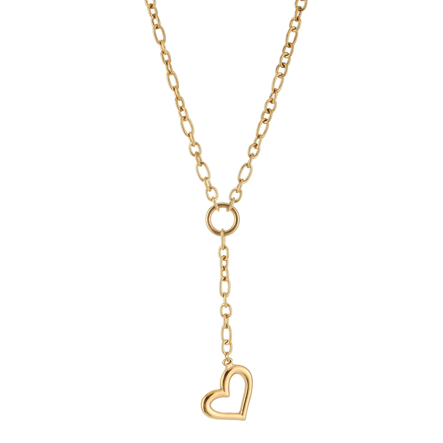 Goudkleurige ketting hart stainless steel