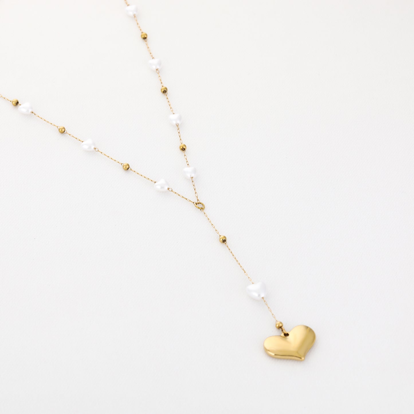 Ketting in goud en ivoorkleur hart stainless steel