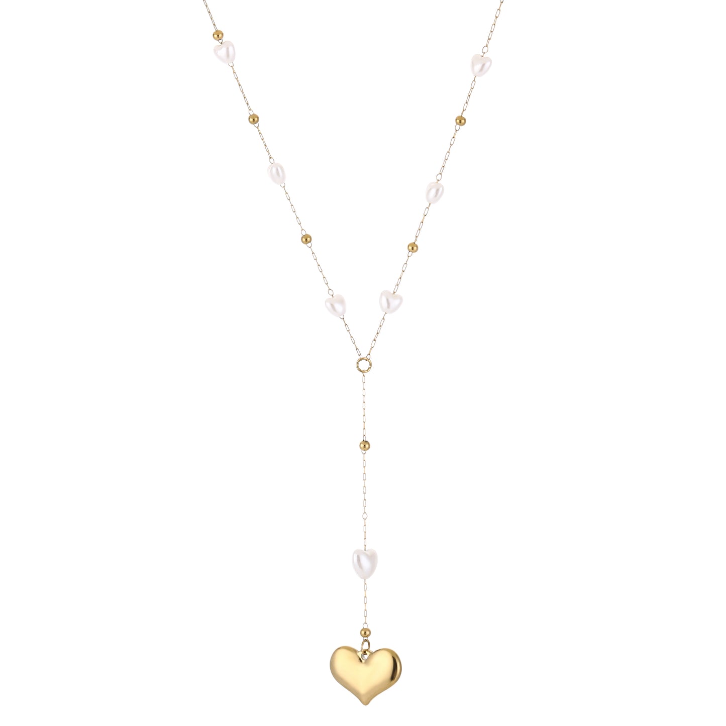 Ketting in goud en ivoorkleur hart stainless steel