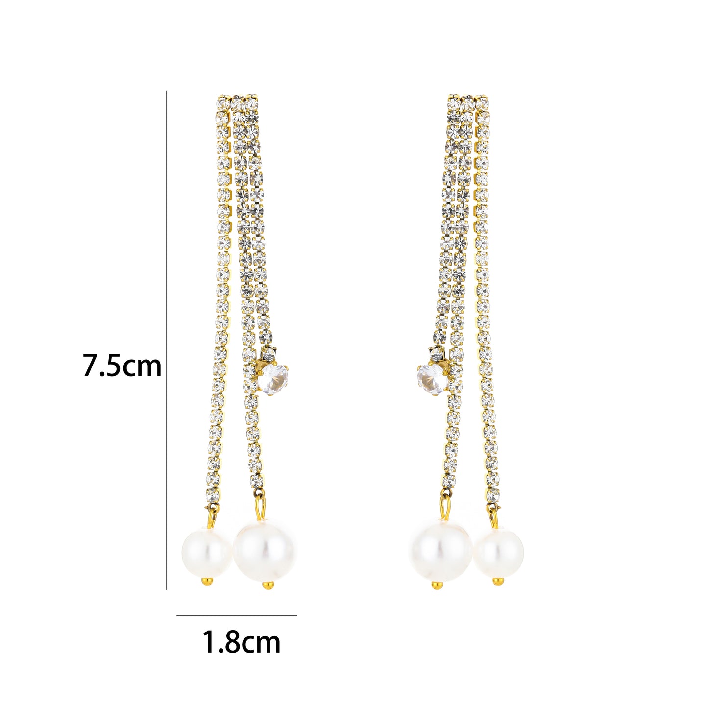 Strass oorbellen met parels