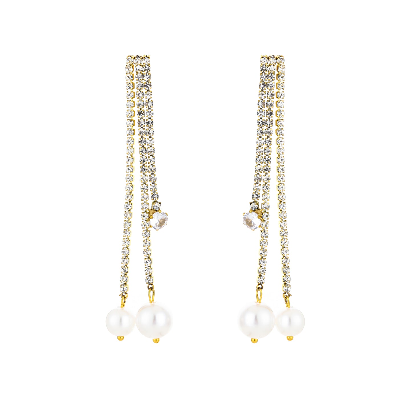 Strass oorbellen met parels