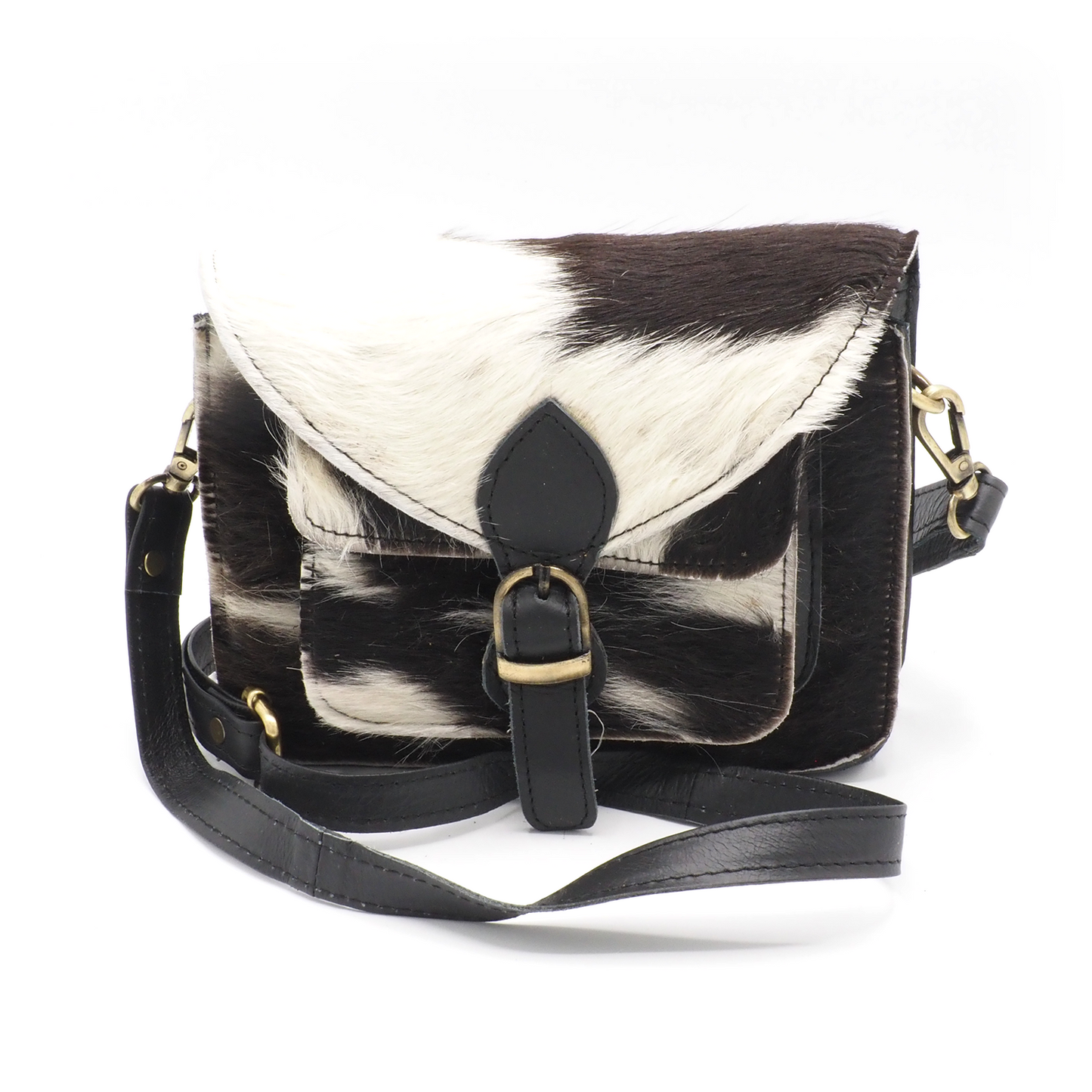 Leren koeienhuid schoudertas/crossbody