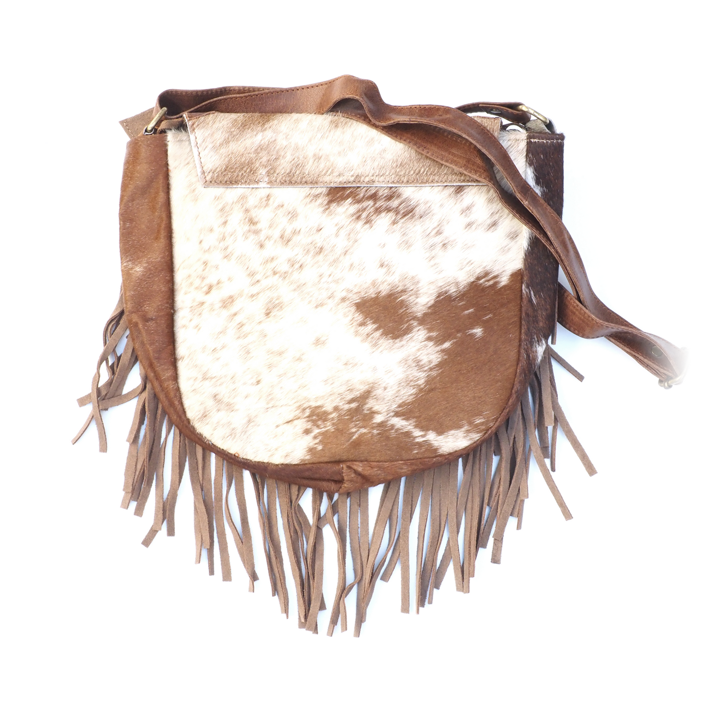 Stoere leren cowboybag met franjes