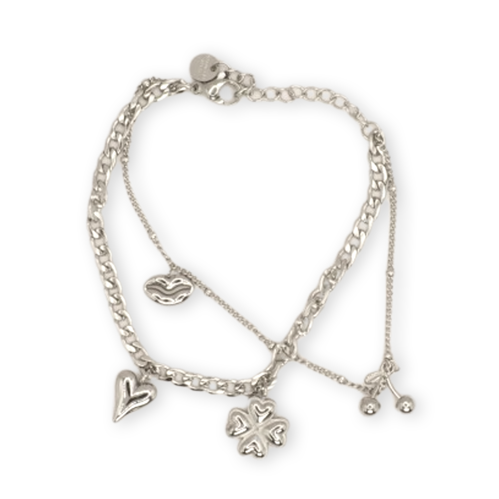 Dubbele bedelarmband stainless steel