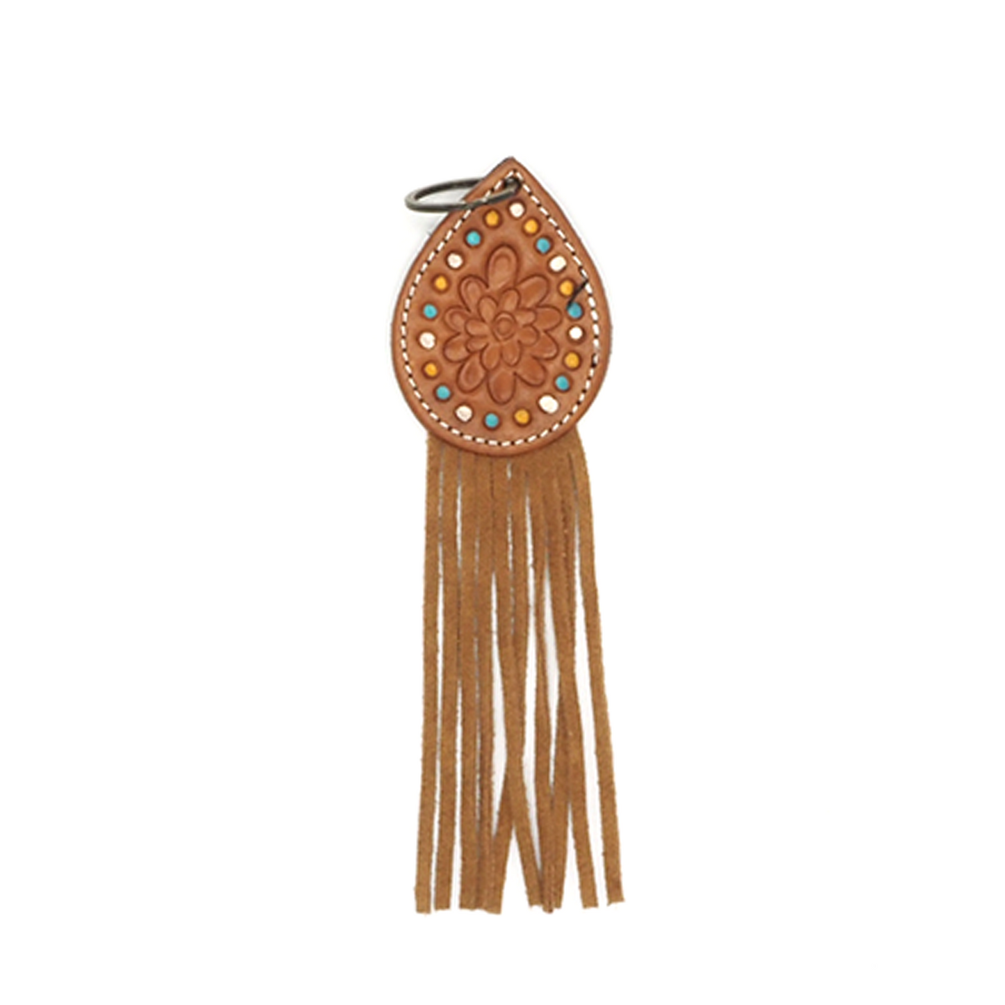 Handgemaakt leren (sleutel)hanger in boho-stijl