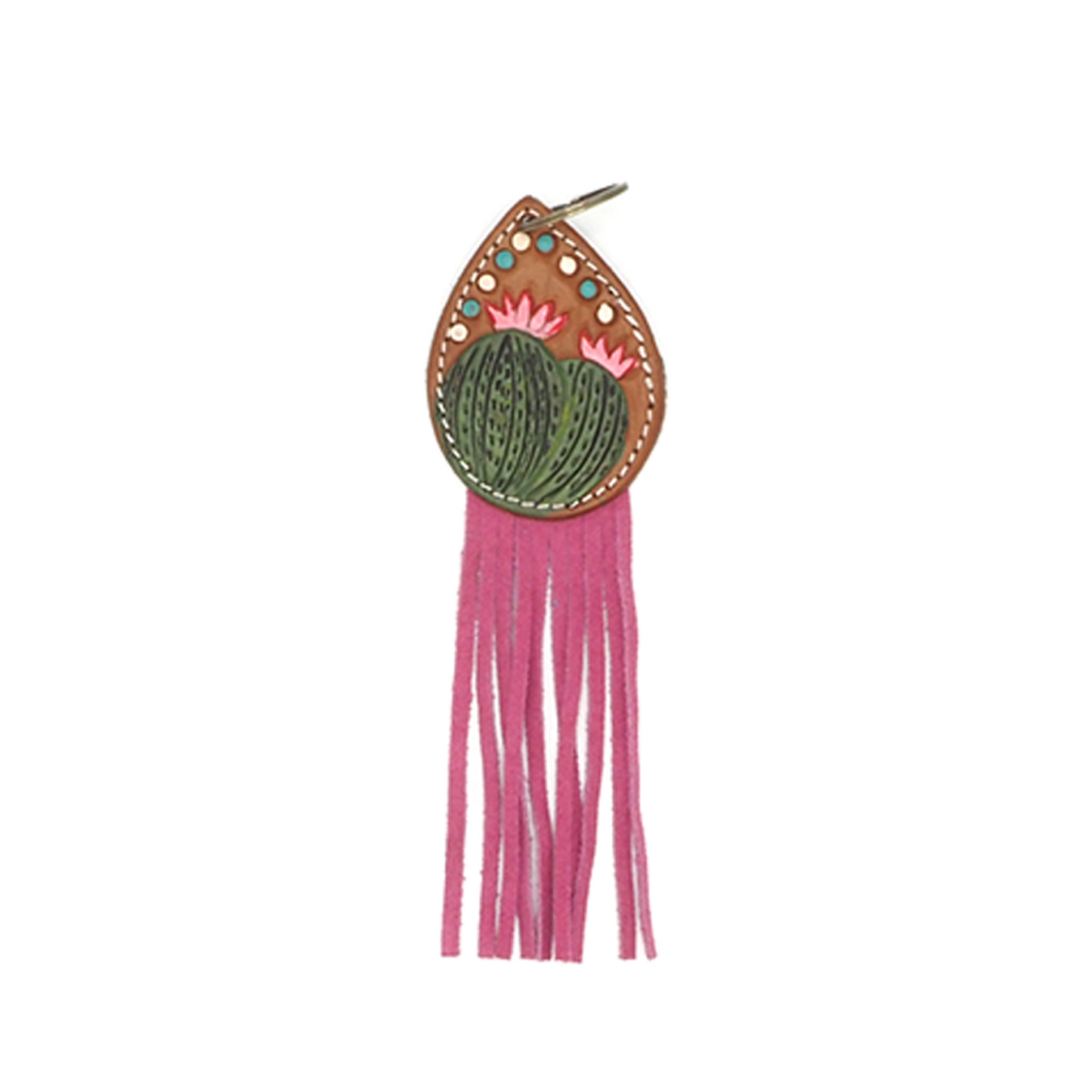 Handgemaakt leren (sleutel)hanger in boho-stijl