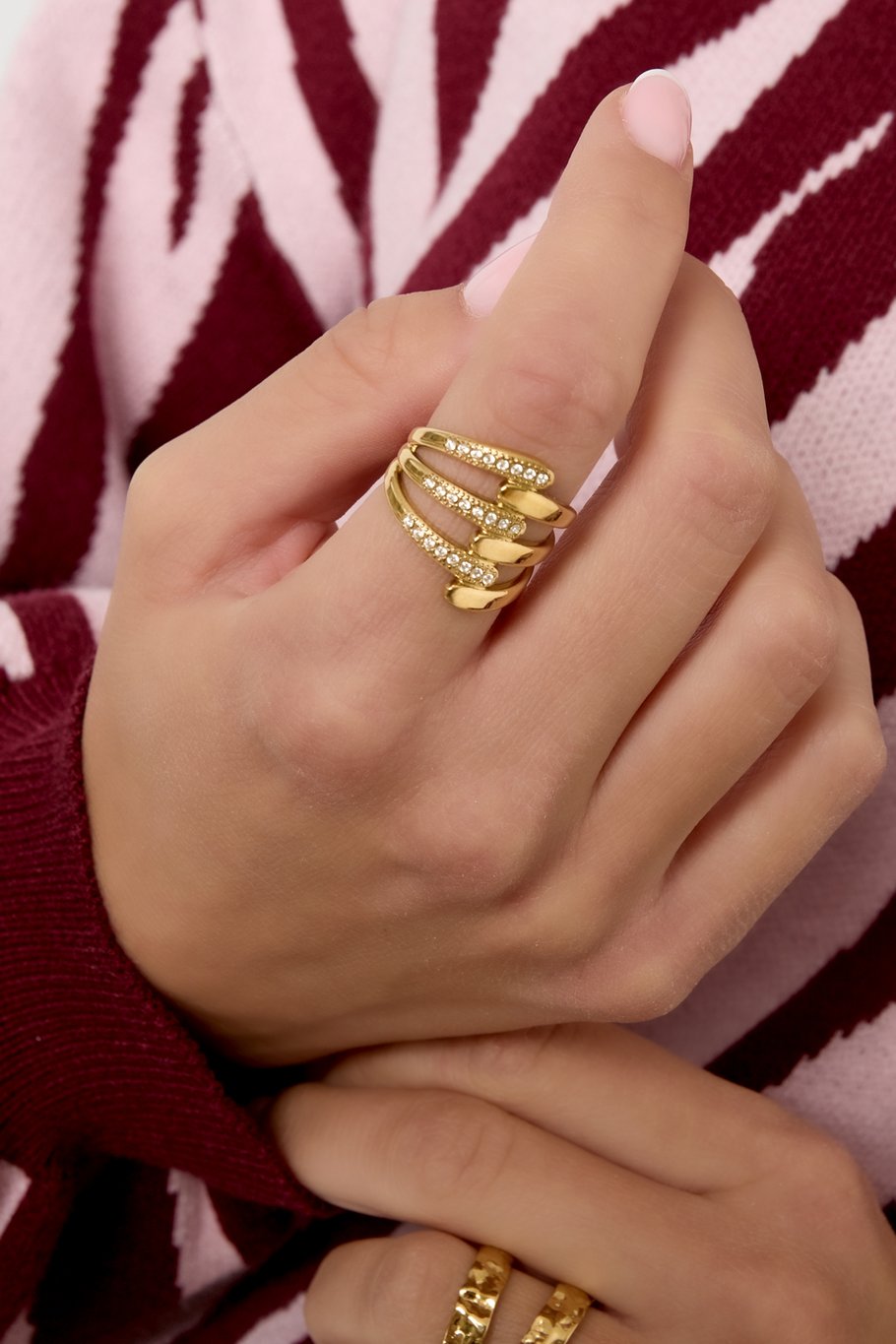 Ring met strass steentjes RVS