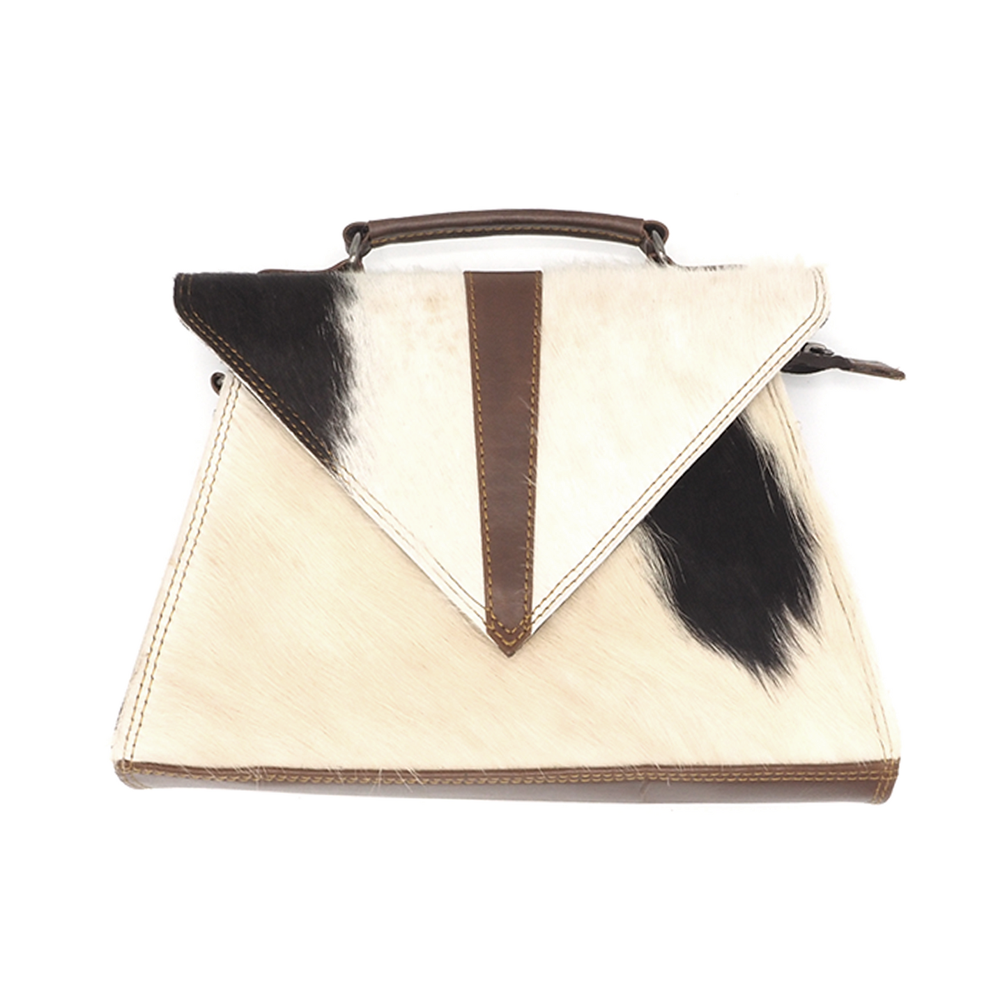 Leren handtas/crossbody met koeienhuid