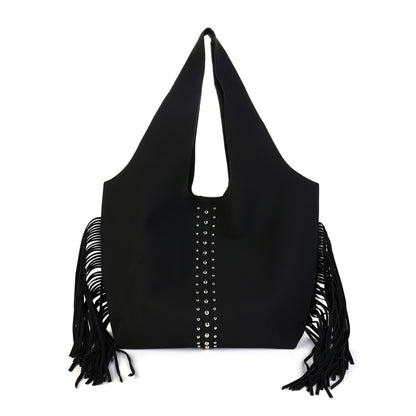 Schoudertas PU met studs en franje