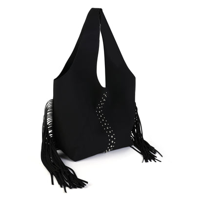 Schoudertas PU met studs en franje