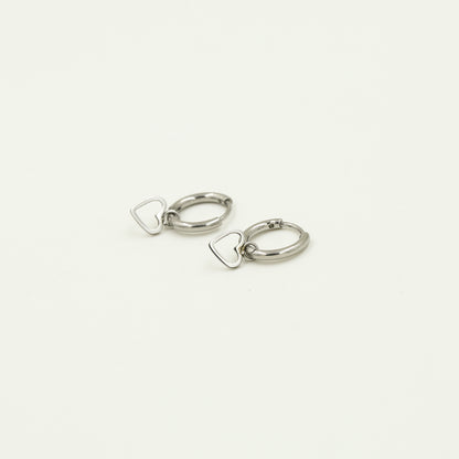 Oorringen met hartje stainless steel