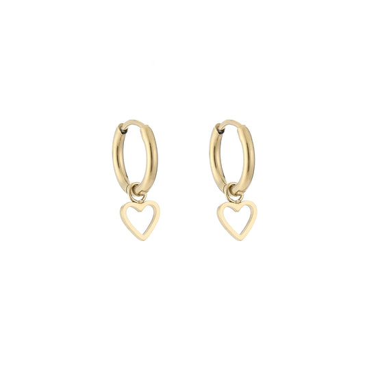 Oorringen met hartje stainless steel