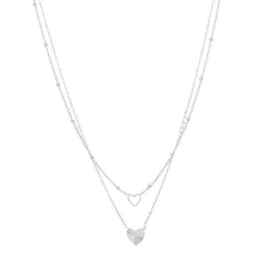 Dubbele ketting hart stainless steel