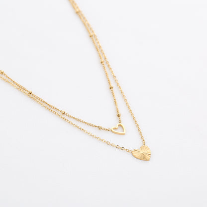 Dubbele ketting hart stainless steel