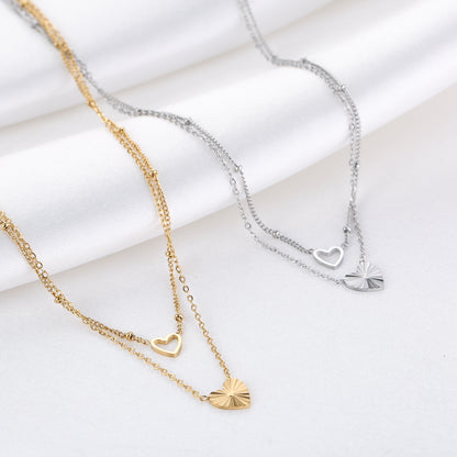 Dubbele ketting hart stainless steel