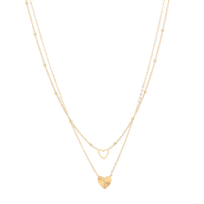 Dubbele ketting hart stainless steel