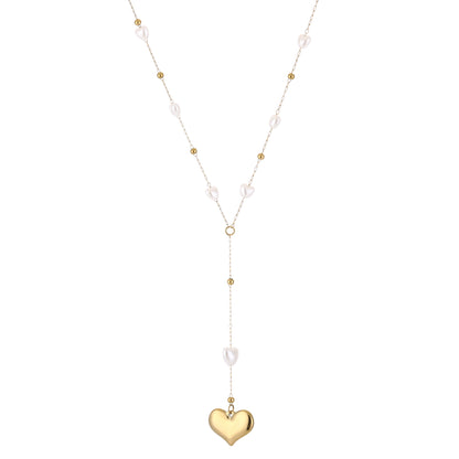 Ketting in goud en ivoorkleur hart stainless steel