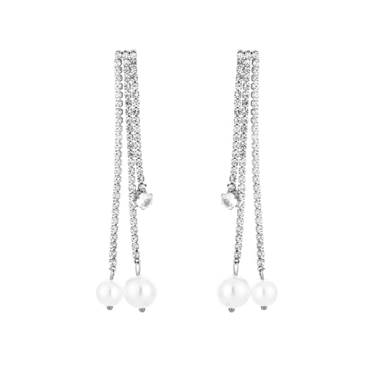 Strass oorbellen met parels