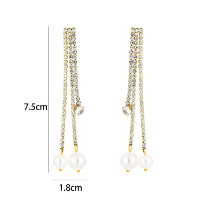 Strass oorbellen met parels