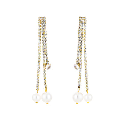 Strass oorbellen met parels