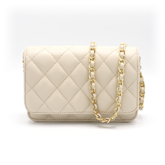 Leren schoudertas met stiksels