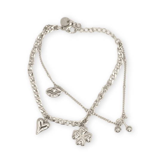 Dubbele bedelarmband stainless steel