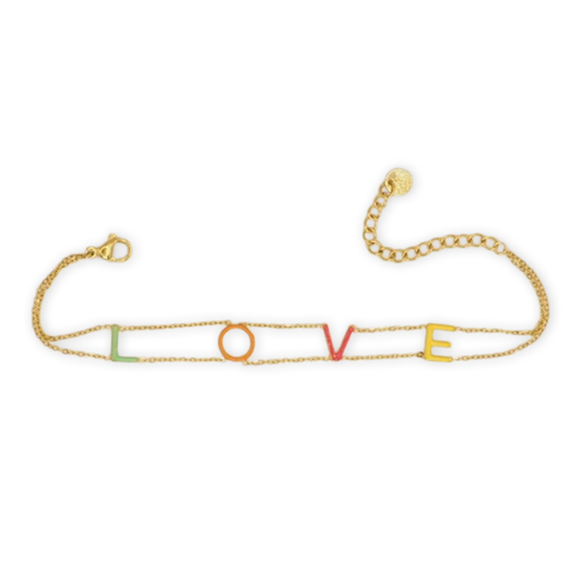 Goudkleurig armbandje "love"stainless steel