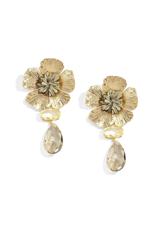 Oorbellen met bloem en "glas"hanger