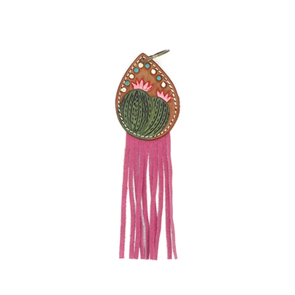 Handgemaakt leren (sleutel)hanger in boho-stijl