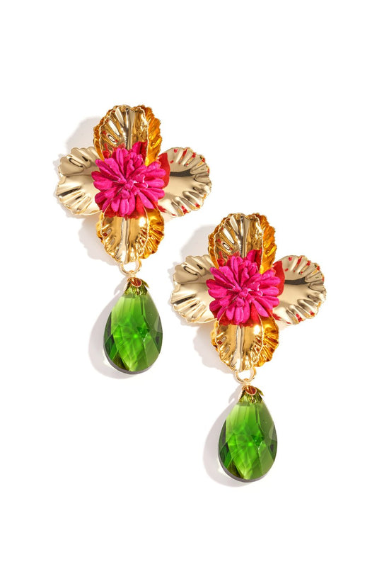 Oorbellen met bloem en hanger