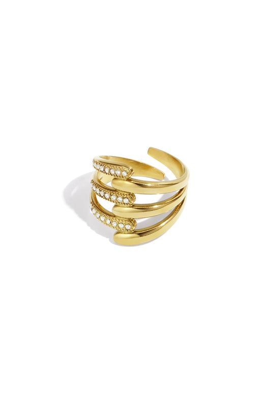 Ring met strass steentjes RVS
